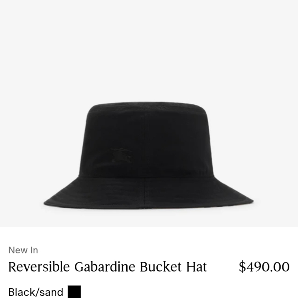 Burberry Black Gabardine Bucket Hat Reversible
